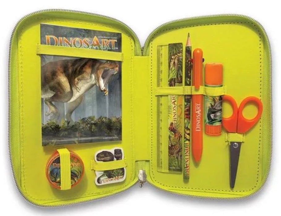 Ученически несесер с пособия DinosArt - Динозаври, с 3 ципа