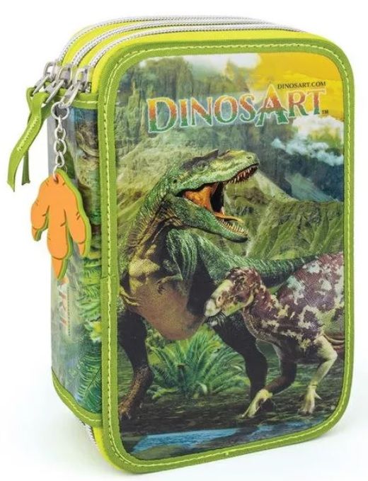 Ученически несесер с пособия DinosArt - Динозаври, с 3 ципа