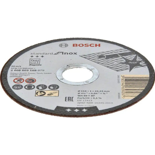ДИСК ЗА РЯЗАНЕ НА МЕТАЛ INOX BOSCH 115x1x22.23