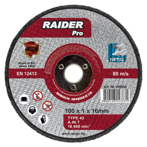 ДИСК ЗА МЕТАЛ Ф100X1X16 MM RAIDER