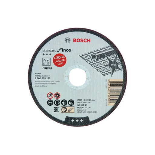 ДИСК ЗА РЯЗАНЕ НА МЕТАЛ INOX BOSCH 125x1x22.23