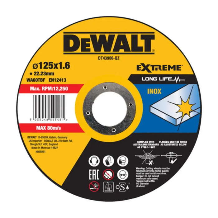 ДИСК ЗА ИНОКС Ф125Х1.6ММ DEWALT