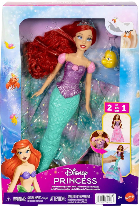 Кукла Disney Princess - Ариел с трансформираща се рокля, фигурка и аксесоари