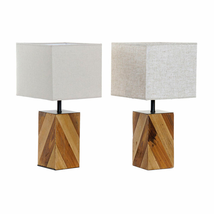 Настолна лампа DKD Home Decor 25,5 x 25,05 x 52 cm Ела Естествен Бежов Метал Сметана 220 V 60 W 25 x 25 x 21 cm (2 броя)