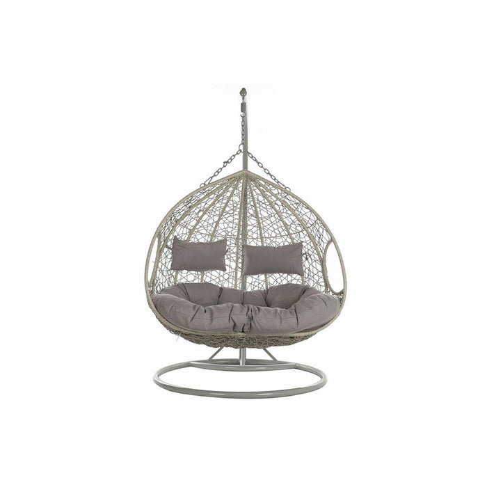 Висящ градински фотьойл DKD Home Decor 133 x 80 x 110 cm Сив синтетичен ратан Алуминий