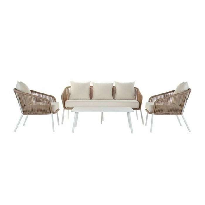 Комплект от диван и маса DKD Home Decor MB-179038 Градина Бежов Метал Алуминий Въже 151,5 x 72 x 70 cm (4 pcs)