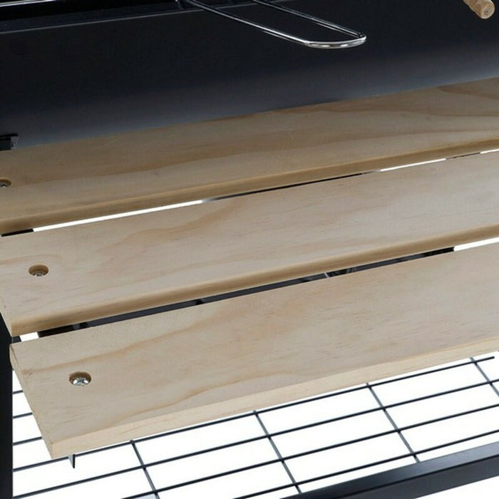 Барбекю на Въглища с Капак и Колелца DKD Home Decor Черен Естествен Дървен Метал Стомана 108 x 71 x 103 cm