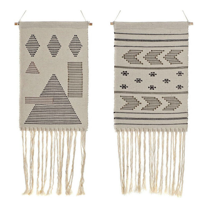 Висяща украса DKD Home Decor Етнически Черен Сметана Геометричен Boho 46 x 1 x 64 cm (2 броя)