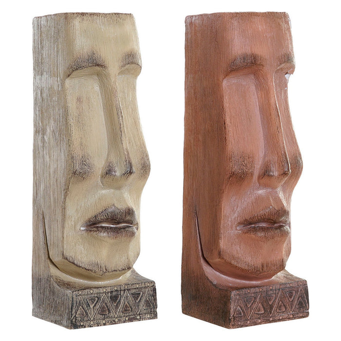 Саксия DKD Home Decor 16 x 17 x 49 cm Лице Бежов теракота Смола (2 броя)