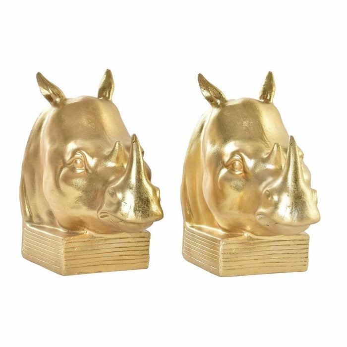 Raamatutugi DKD Home Decor Носорог Златен Смола Колониален 15 x 7,5 x 14,5 cm