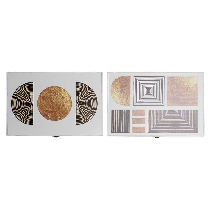 Декоративна кутия DKD Home Decor Черен Златен Дървен MDF (2 броя)