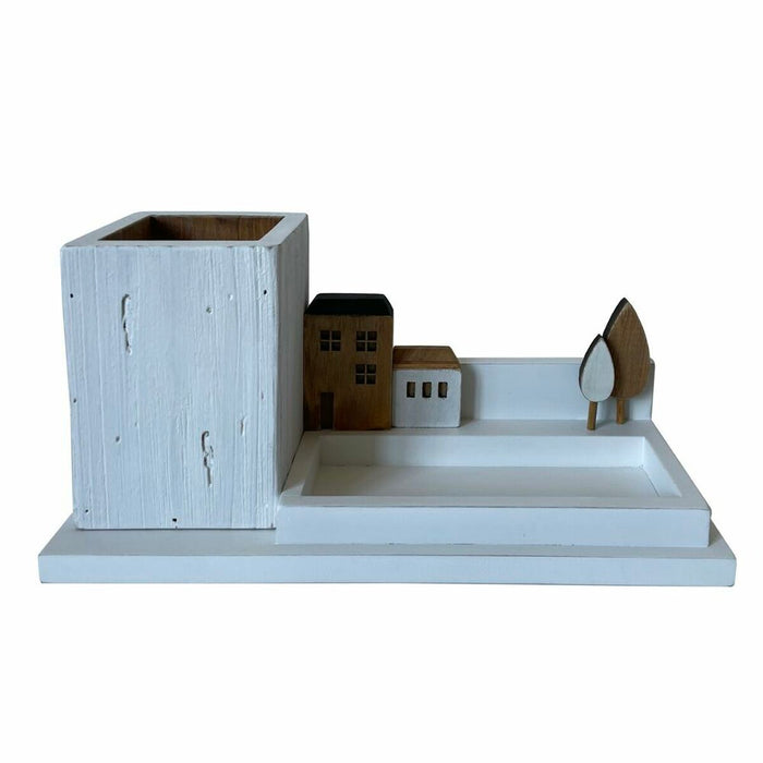 Многофункционален Органайзер DKD Home Decor Молив Бял Кафяв Дървен Метал 30 x 40 cm 28 x 11 x 14 cm