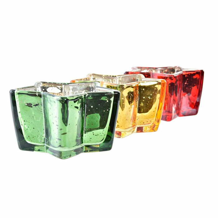 Свещ DKD Home Decor Жълт Червен Зелен Звезда Коледа 10 x 10 x 5,5 cm (3 броя)