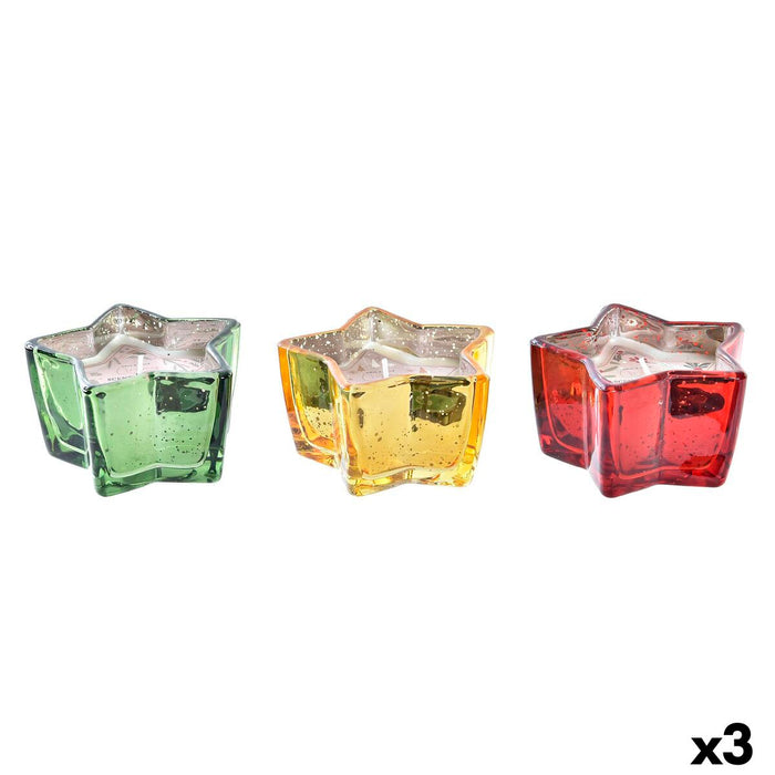 Свещ DKD Home Decor Жълт Червен Зелен Звезда Коледа 10 x 10 x 5,5 cm (3 броя)