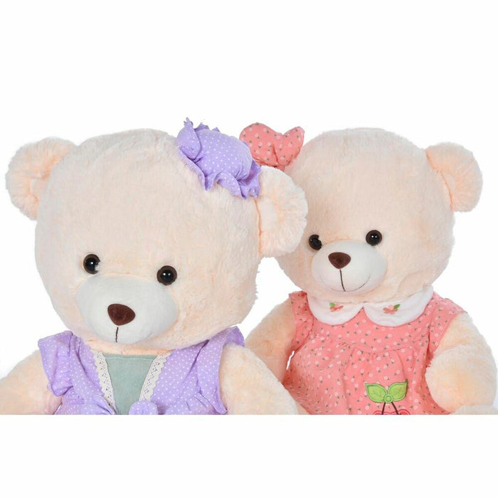 Плюшено Мече DKD Home Decor Рокля 42 x 20 x 50 cm Бежов Розов Люляк Детски Мечка (2 броя)