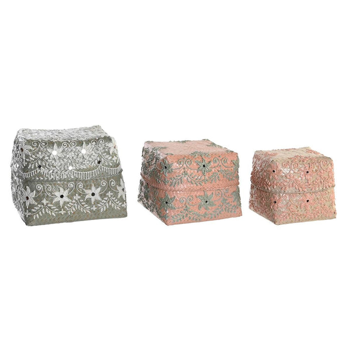 Комплект Декоративни Кутии DKD Home Decor Многоцветен Бамбук Boho (3 Части)