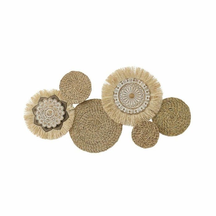 Декорация за стена DKD Home Decor Бял Естествен 127,6 x 7 x 66,7 cm