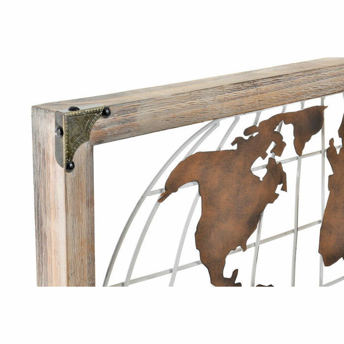Декоративна фигурка DKD Home Decor Естествен Метал Мед Бор Карта на Света (75 x 6 x 46 cm)