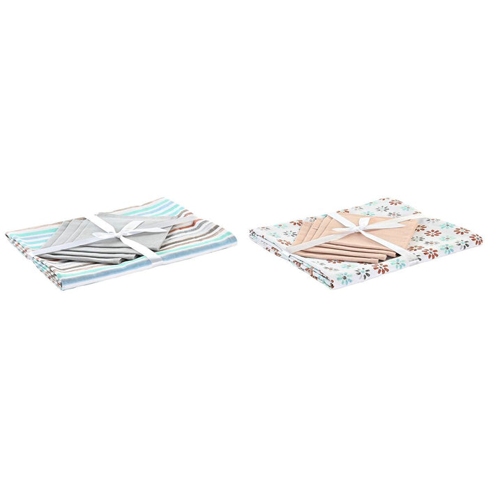 Покривка за маса и салфетки DKD Home Decor 2 броя 150 x 150 x 0,5 cm Сив Небесно синьо