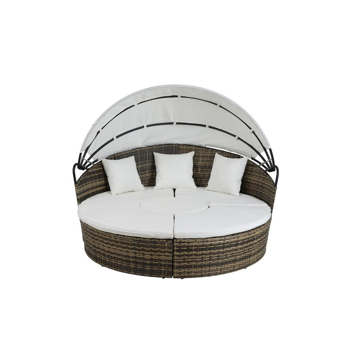 Градинско легло DKD Home Decor Бял Алуминий Стомана синтетичен ратан 175 x 175 x 145 cm