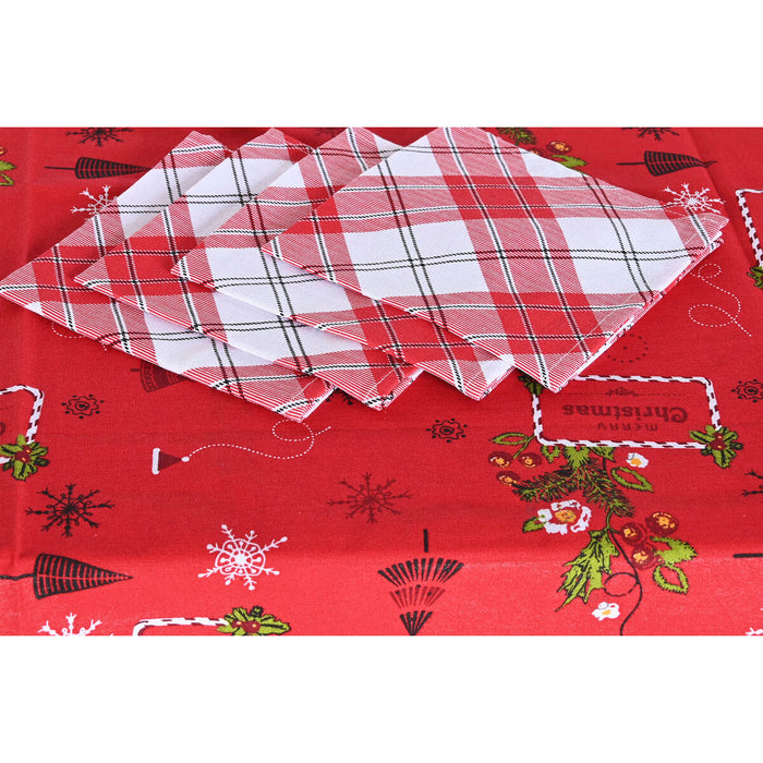 Комплект спално бельо DKD Home Decor Бял Червен Зелен Бежов (5 Части) (2 броя)
