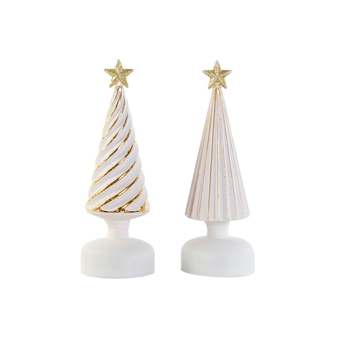 Коледна Украса DKD Home Decor Бял Златен 9 x 9 x 25 cm (2 броя)
