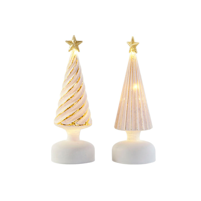 Коледна Украса DKD Home Decor Бял Златен 9 x 9 x 25 cm (2 броя)