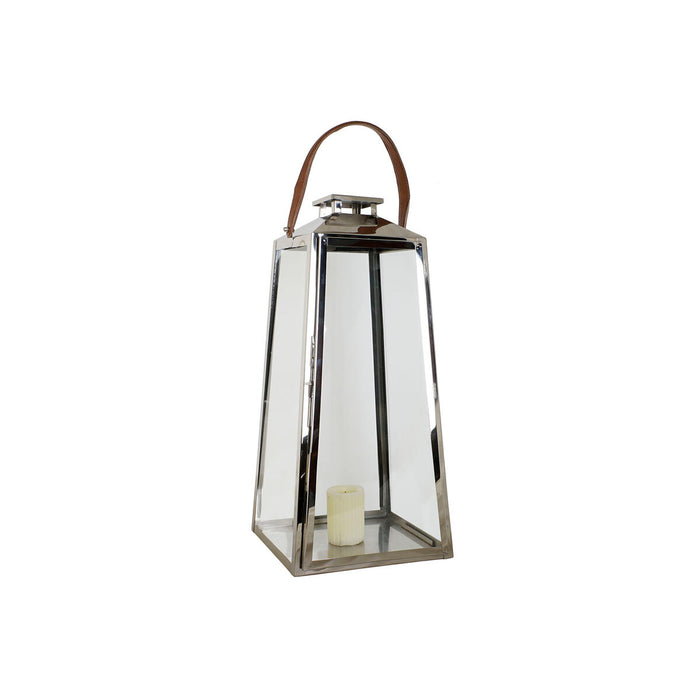 Latern DKD Home Decor Кафяв Сребрист Кожа Кристал Стомана Хромирано 30 x 30 x 66 cm