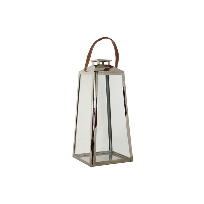 Latern DKD Home Decor Кафяв Сребрист Кожа Кристал Стомана Хромирано 30 x 30 x 66 cm