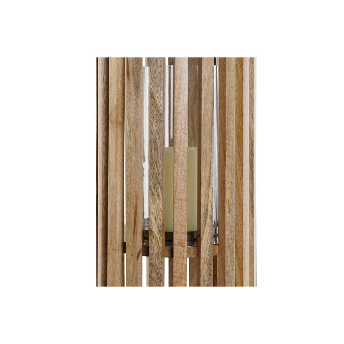 Поставка за свещ DKD Home Decor Кафяв Сребрист Естествен Кристал Дърво манго 20 x 20 x 74 cm