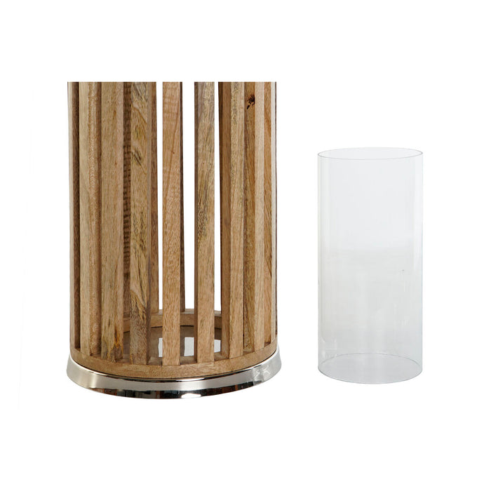 Поставка за свещ DKD Home Decor Кафяв Сребрист Естествен Кристал Дърво манго 20 x 20 x 74 cm