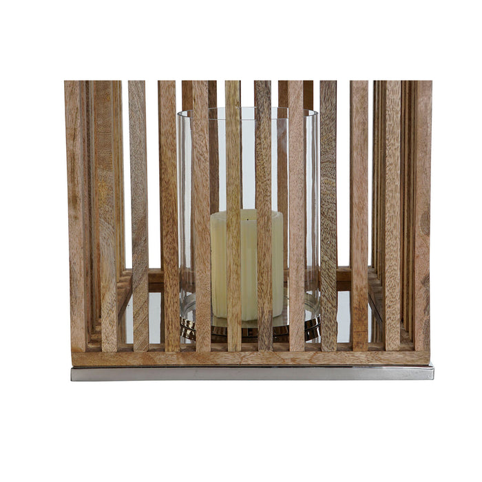 Поставка за свещ DKD Home Decor Кафяв Сребрист Естествен Кристал Дърво манго 31 x 31 x 35 cm