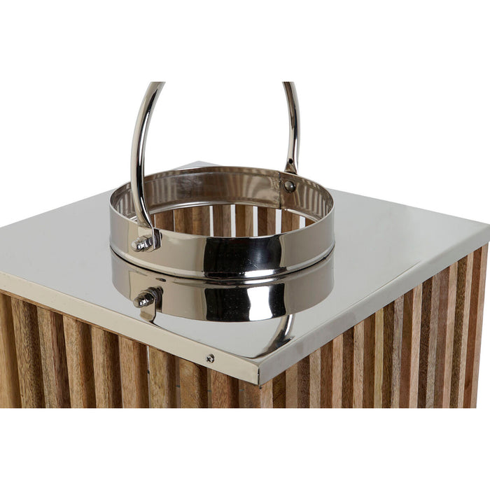 Поставка за свещ DKD Home Decor Кафяв Сребрист Естествен Кристал Дърво манго 31 x 31 x 35 cm