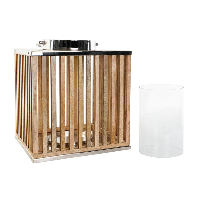 Поставка за свещ DKD Home Decor Кафяв Сребрист Естествен Кристал Дърво манго 31 x 31 x 35 cm