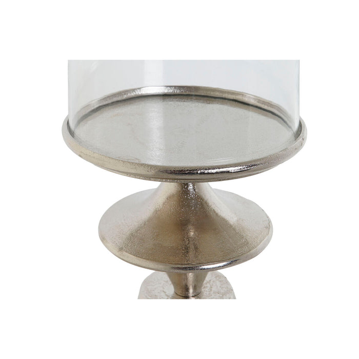 Поставка за свещ DKD Home Decor Сребрист Алуминий Кристал 24 x 24 x 73 cm