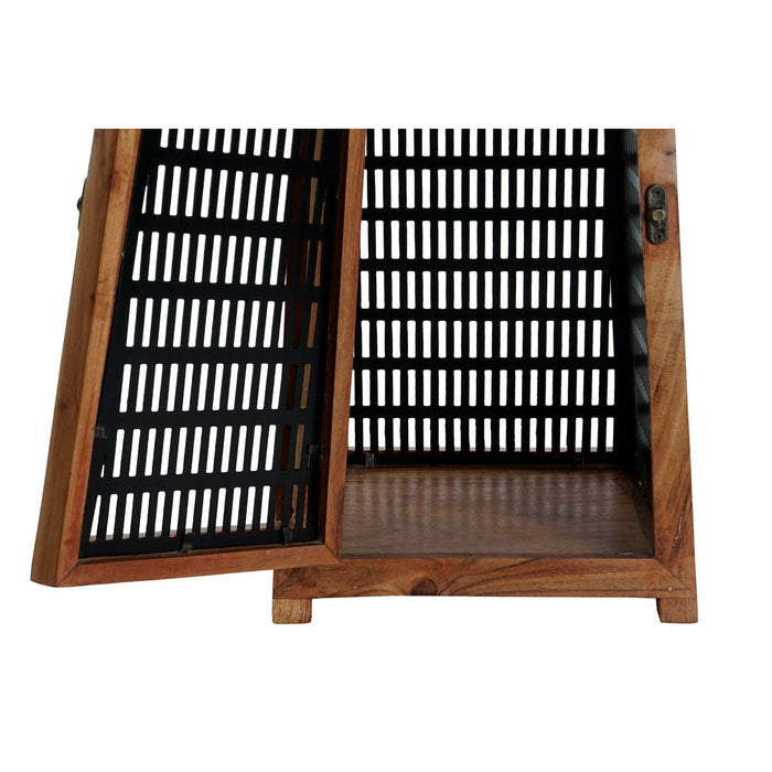 Поставка за свещ DKD Home Decor Черен Естествен Метал Дърво манго 20 x 20 x 38 cm