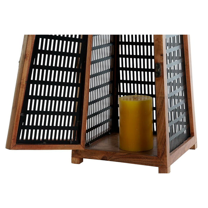 Поставка за свещ DKD Home Decor Черен Естествен Метал Дърво манго 20 x 20 x 38 cm