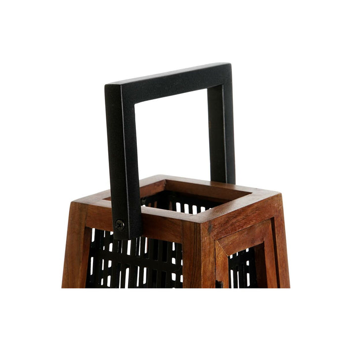 Поставка за свещ DKD Home Decor Черен Естествен Метал Дърво манго 15 x 15 x 26 cm