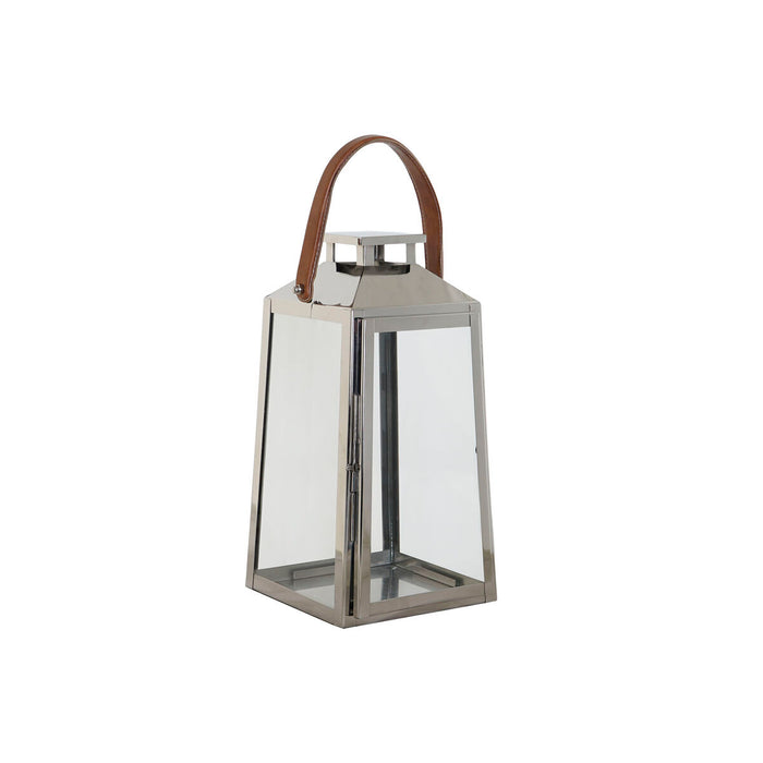 Latern DKD Home Decor Кафяв Сребрист Кожа Кристал Стомана Хромирано 20 x 20 x 40 cm