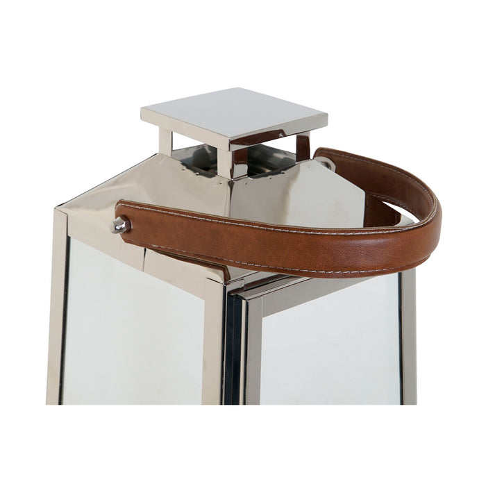 Latern DKD Home Decor Кафяв Сребрист Кожа Кристал Стомана Хромирано 20 x 20 x 40 cm