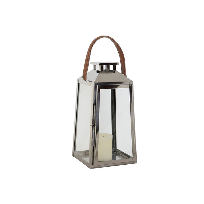 Latern DKD Home Decor Кафяв Сребрист Кожа Кристал Стомана Хромирано 20 x 20 x 40 cm