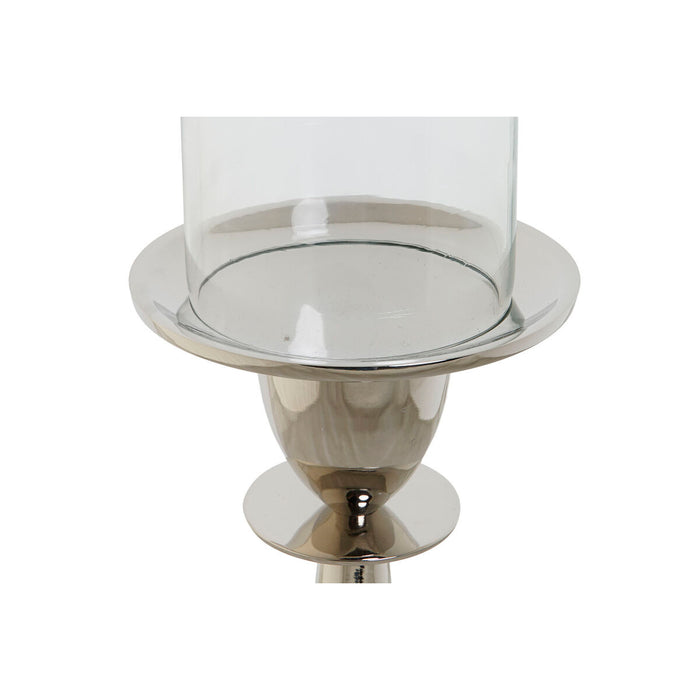 Поставка за свещ DKD Home Decor Сребрист Алуминий Кристал 14 x 14 x 48 cm