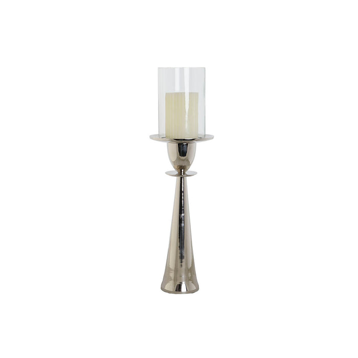 Поставка за свещ DKD Home Decor Сребрист Алуминий Кристал 14 x 14 x 48 cm