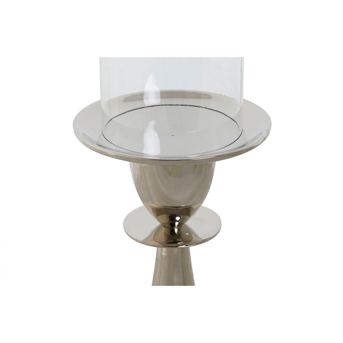 Поставка за свещ DKD Home Decor Сребрист Алуминий Кристал 14 x 14 x 38 cm