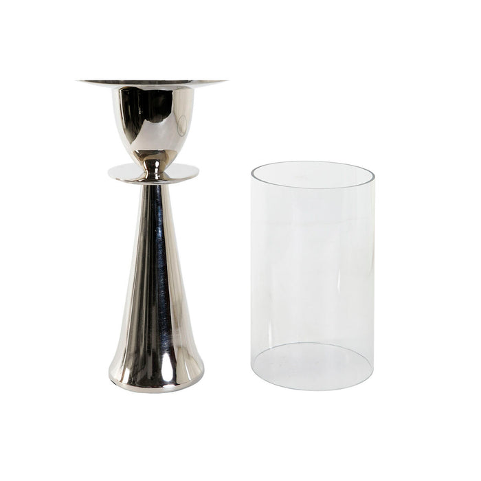 Поставка за свещ DKD Home Decor Сребрист Алуминий Кристал 14 x 14 x 38 cm