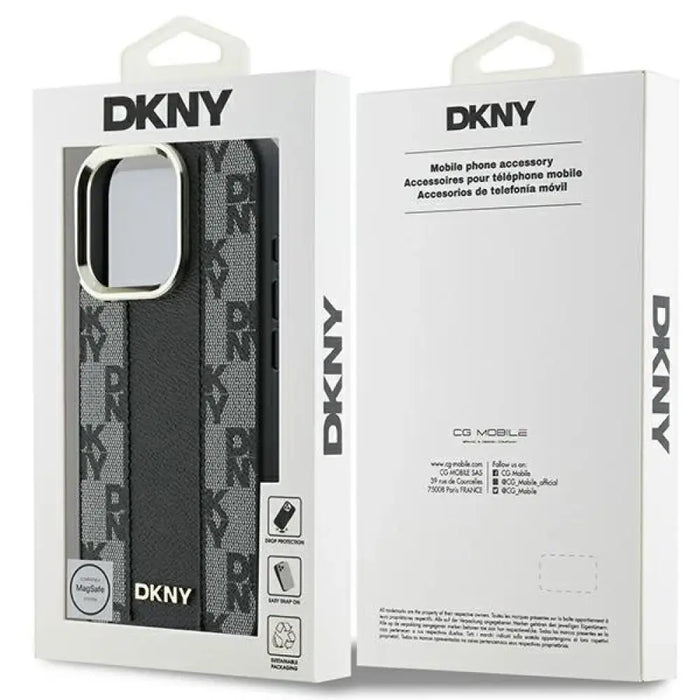 DKNY кариран калъф Magsafe за iPhone 16 Pro - черен