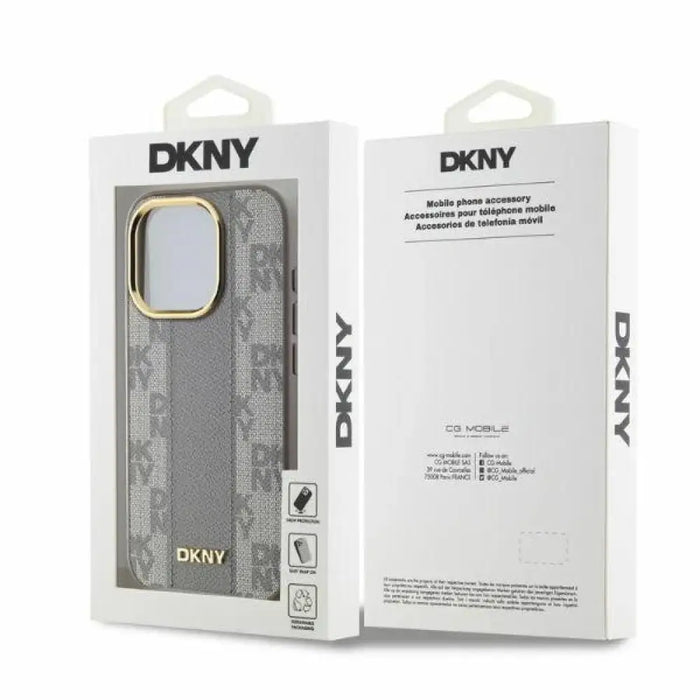 DKNY кожен кариран мономонен калъф MagSafe за iPhone 15 Pro