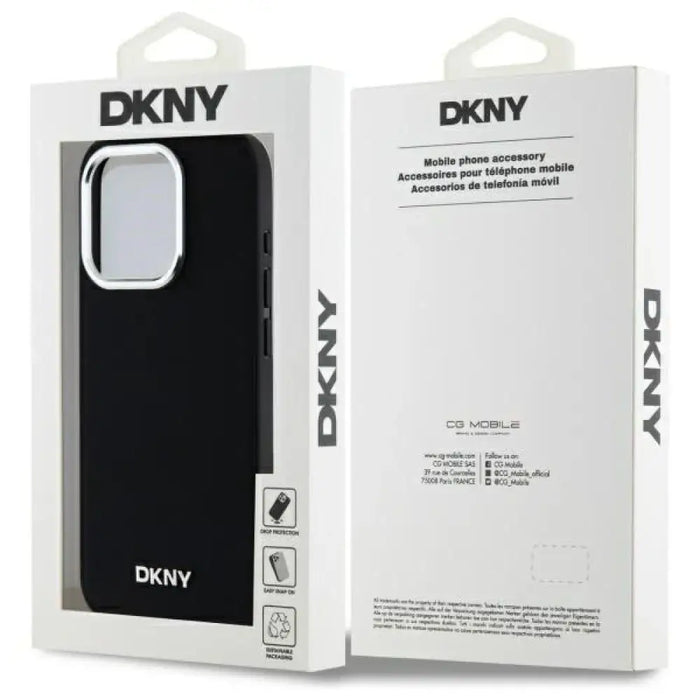 DKNY Plain Logo MagSafe Калъф за iPhone 15 Pro - черен
