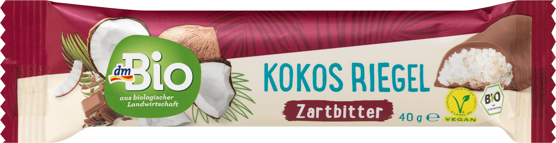 Био бар с кокос в черен шоколад, 40 g