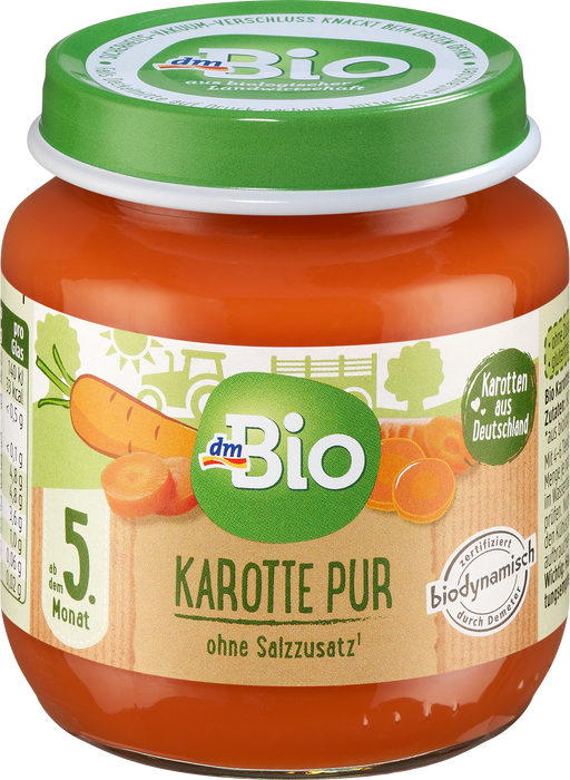 Био бебешко пюре от моркови, 5+м, 125 g